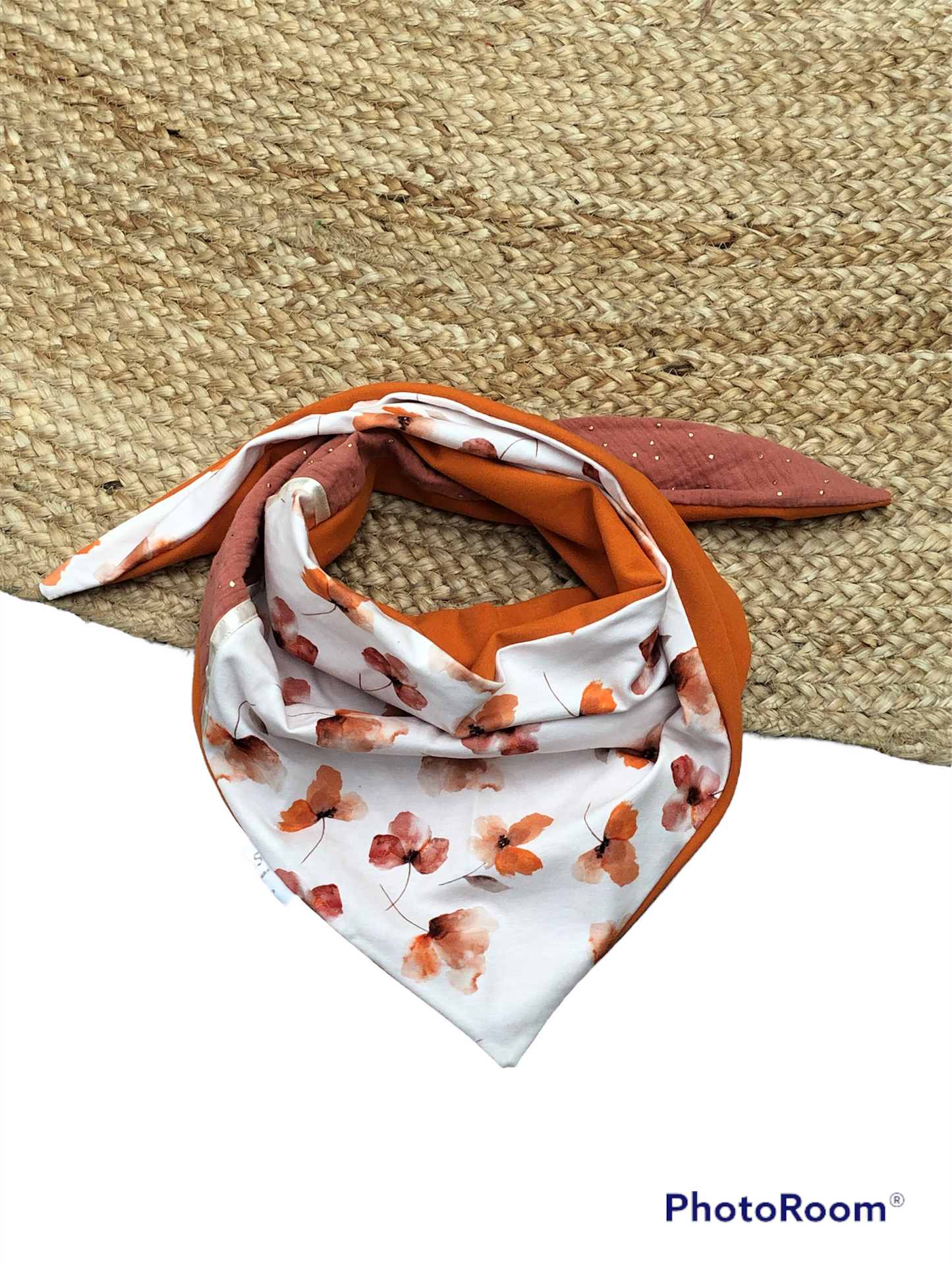 Foulard fleuri orange